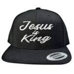 Jesus is King Black Snapback silver 3D metallic tread